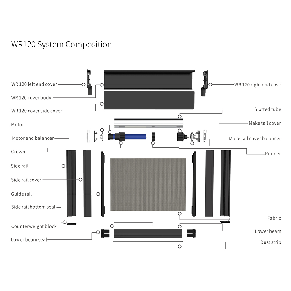 Chain control windproof roller blind ZC Blinds